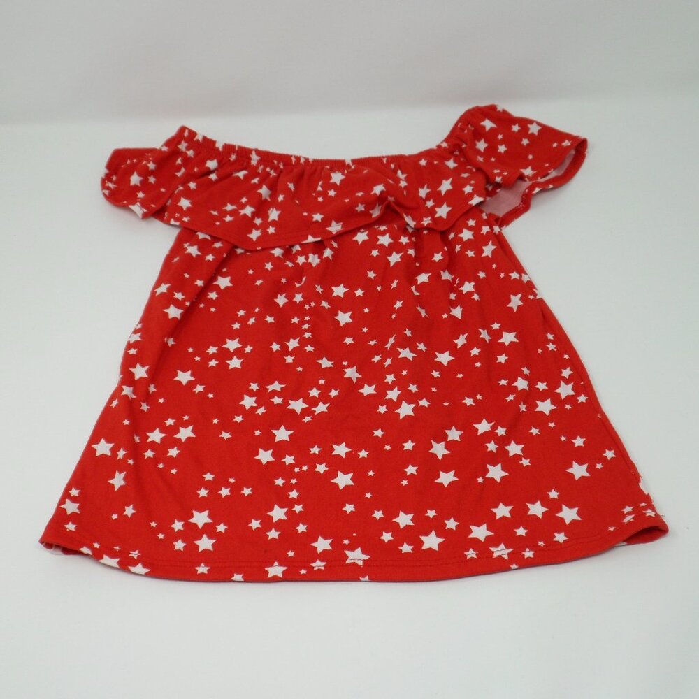 New Girls Shiny Happy Red & White Star Shirt 6x